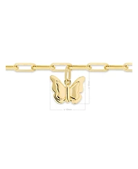 Devata Butterfly Charm with Paperclip Chain Bracelet in 14K Gold, 7.5 in, approx. 3.1 grams.