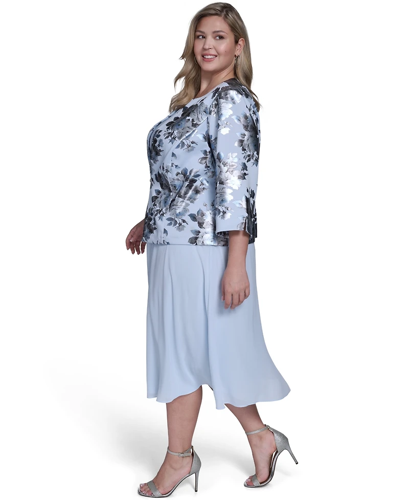 Jessica Howard Plus 3/4-Sleeve Jacket & Sleeveless Midi Dress