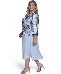 Jessica Howard Plus 3/4-Sleeve Jacket & Sleeveless Midi Dress