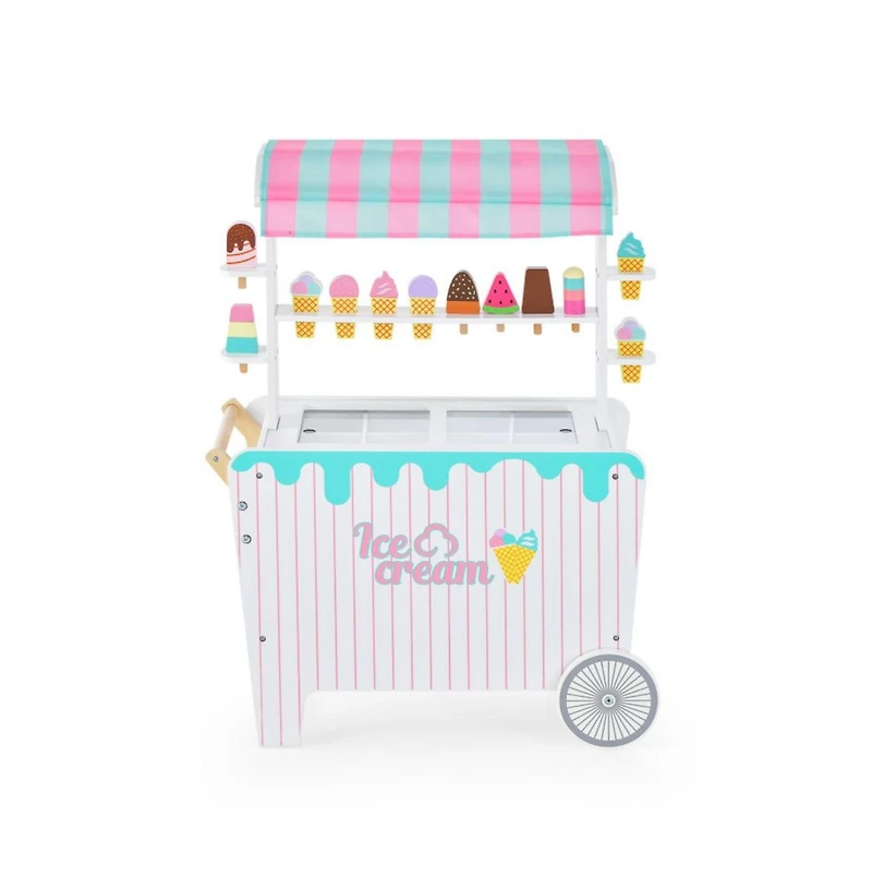 Hongge Kids Ice Cream Cart Playset with Display Rack and Accessories