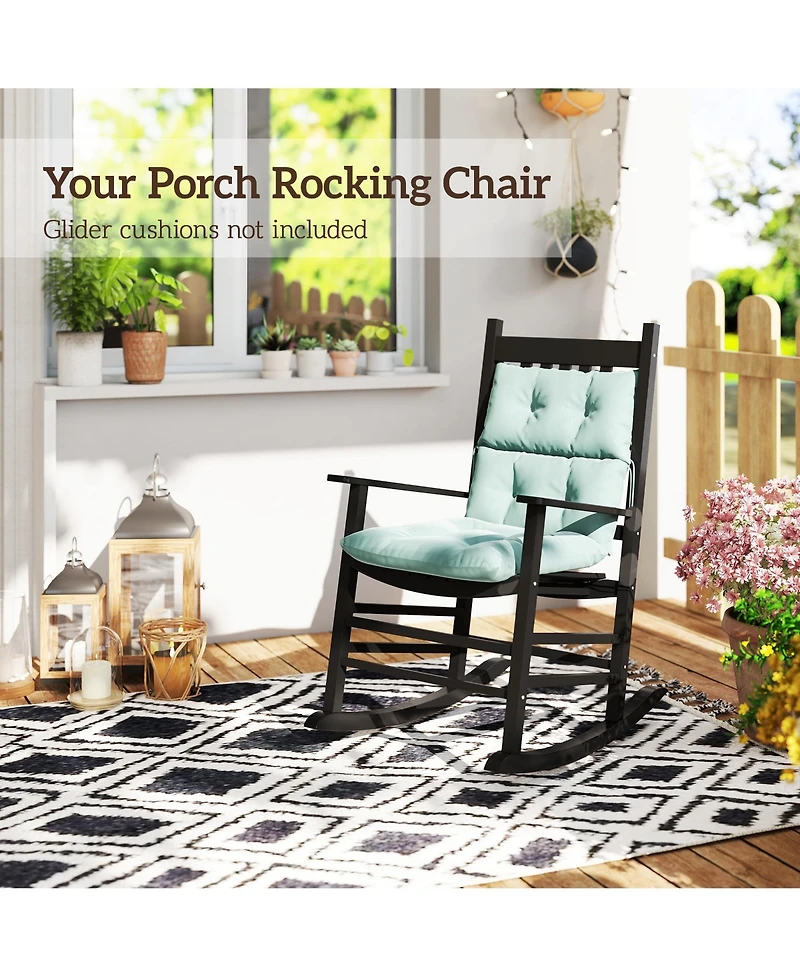 Outsunny Wood Rocking Chair, Wooden Porch Rocker, Rustic