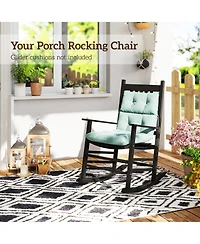 Outsunny Wood Rocking Chair, Wooden Porch Rocker, Rustic