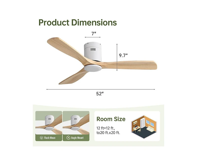 52-inch Modern White 3-Blade Ceiling Fan with Remote Control and Supporting Mobile Device Connection