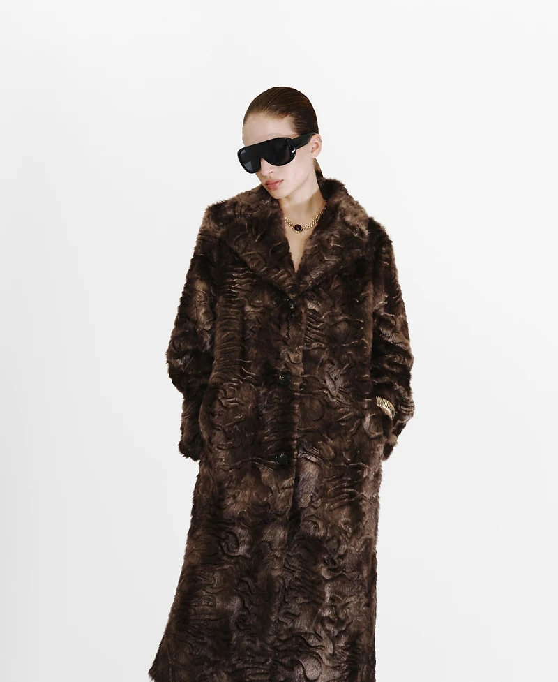 Mango Women's Textured Faux-Fur Coat