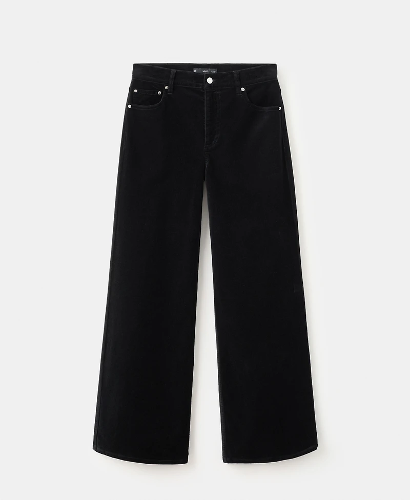 Mango Women's Wide-Leg Velvet Jeans