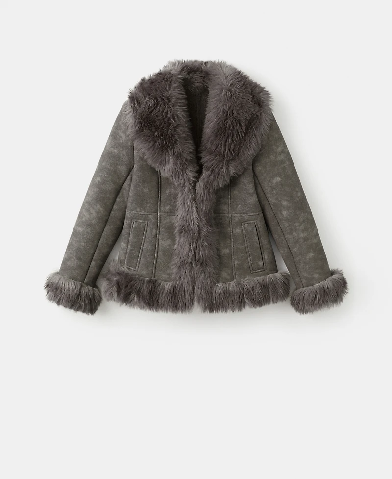 Mango Women's Suede-Effect Faux-Fur Jacket