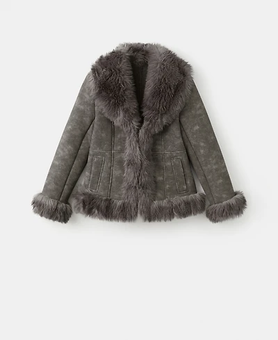 Mango Women's Suede-Effect Faux-Fur Jacket