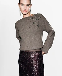 Mango Women's Crystal Detail Sweatshirt