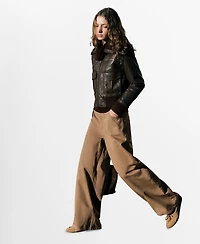 Mango Women's Wide-Leg Mid-Rise Loose-Fit Jeans