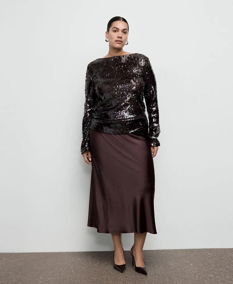 Mango Women's Bell-Sleeved Sequins Top