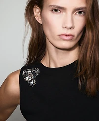 Mango Women's Metallic Flower Knitted Top