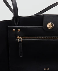 Mango Women's Metallic Details Shopper Bag