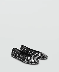 Mango Women's Studs Mesh Ballet Flats
