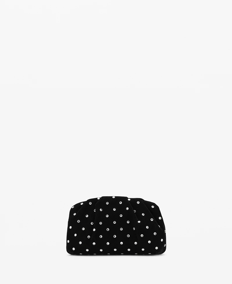 Mango Women's Rhinestones Velvet Clutch
