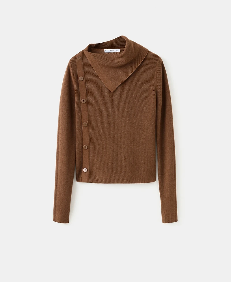 Mango Women's Asymmetrical Neck And Buttons Sweater