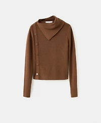 Mango Women's Asymmetrical Neck And Buttons Sweater
