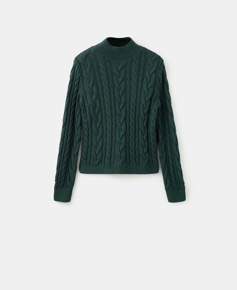 Mango Women's Perkins Neck Braided Sweater