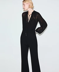 Mango Women's V-Neck Combined Jumpsuit
