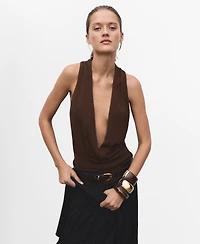 Mango Women's V-Neck Knitted Top