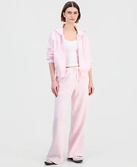 Madden Girl Juniors' Zip-Front Printed Pipping Drawstring Hoodie