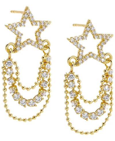 by Adina Eden Pave Cutout Star Gold Plated Drop Tennis Chain Stud Earrings