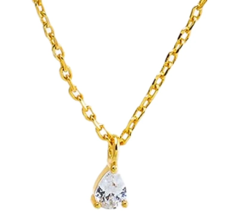 by Adina Eden Cubic Zirconia Gold Plated Gold Plated Dangling Pear Chain Huggie Earrings