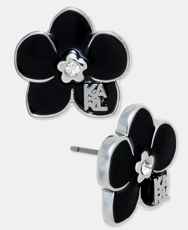 Karl Lagerfeld Paris Glass Stone Orchid Stud Earrings