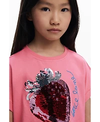 Desigual Girls Girls's Strawberry sequin cropped T-shirt