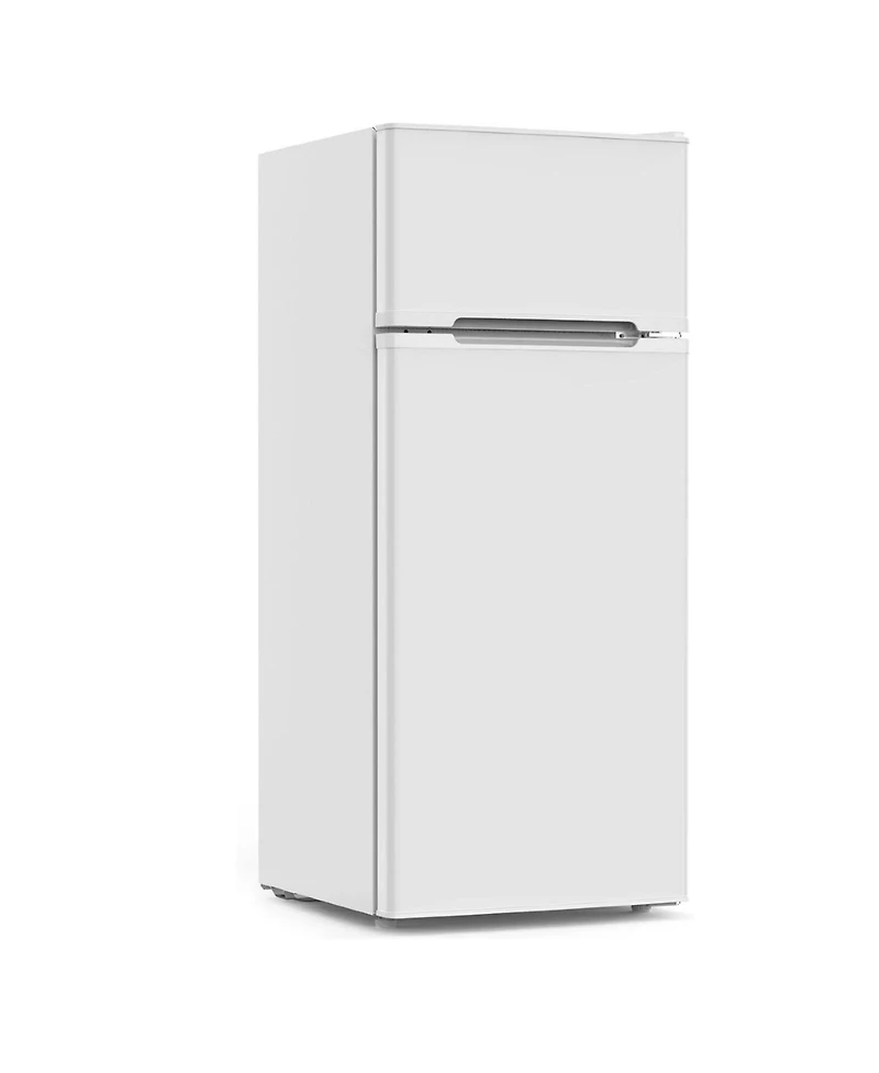 Cowsar Compact Refrigerator,4.5 Cu.Ft. Mini Separate Freezer Double 2-Door Adjustable Removable Shelves for Apartment/Dorm/Office,White