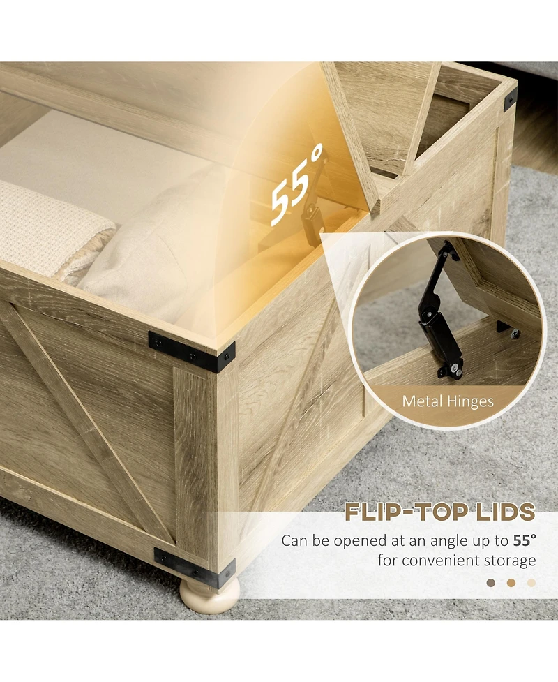 Homcom Farmhouse Table with Storage, Large Square Table,