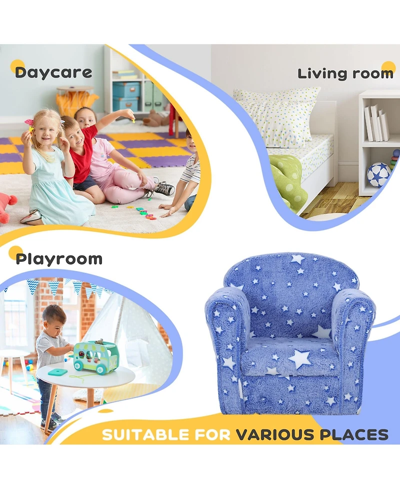 Qaba Kids Sofa with Glowing Star Design for 18-36 Months