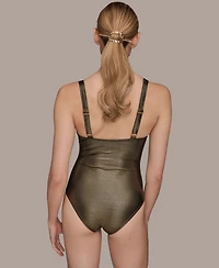 Donna Karan Women's Wrap Front One-Piece Swimsuit