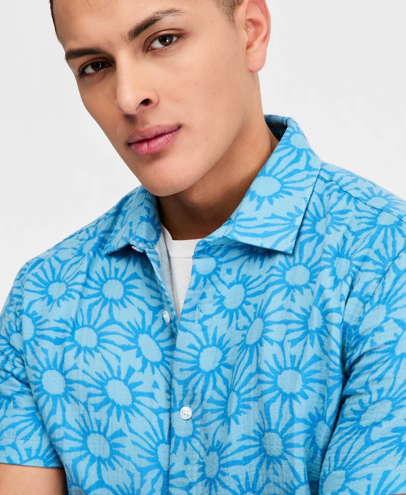 Sun + Stone Men's Cotton Printed Short-Sleeve Button Shirt, Macy's Exclusive