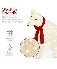 Best Choice Products Large Lighted Polar Bear Family w/ 145 Pre-Strung Led Lights, Zip Ties, Ground Stakes - Red/White
