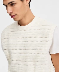Sun + Stone Men's Cotton-Blend Open-Stitch Sweater Vest, Macy's Exclusive