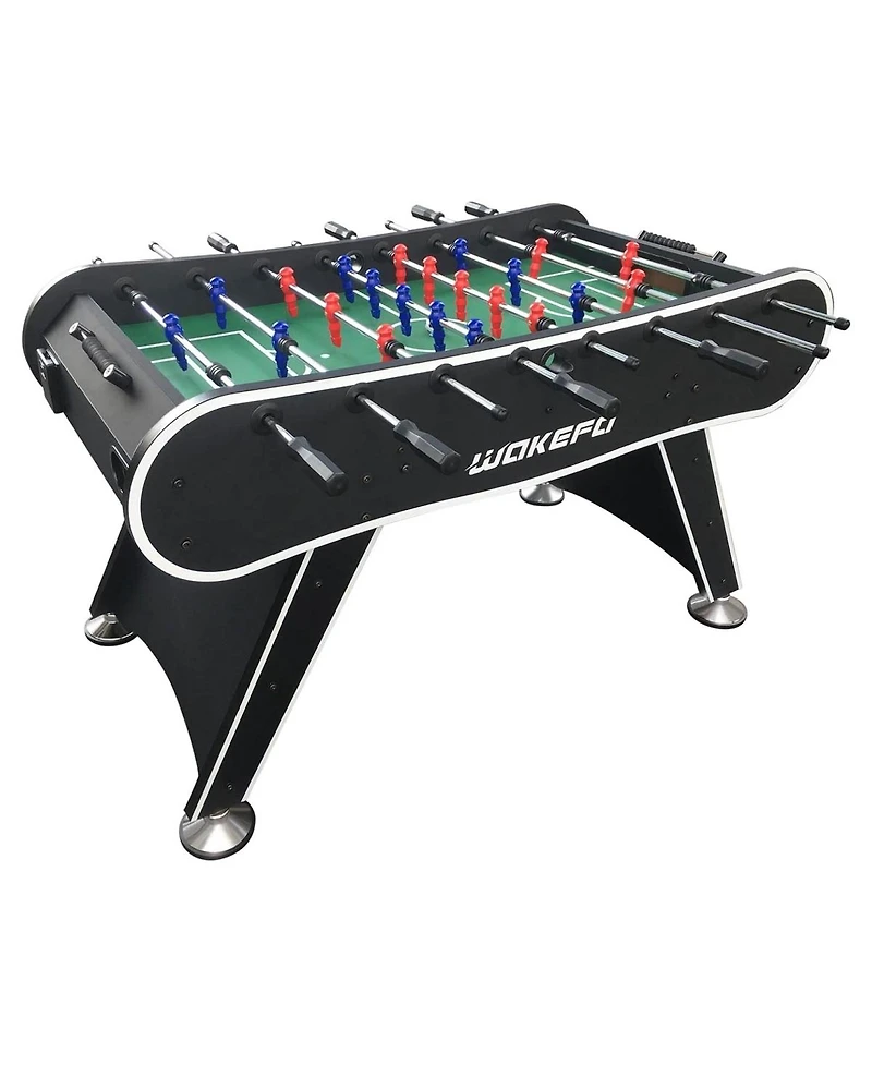 Rbied 56 Inch Foosball Table for Adults and Teens, Black Mdf Soccer Game Table with 2 Balls and Drink Holders for Game Room or Home Entertainment