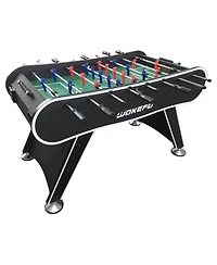 Rbied 56 Inch Foosball Table for Adults and Teens, Black Mdf Soccer Game Table with 2 Balls and Drink Holders for Game Room or Home Entertainment