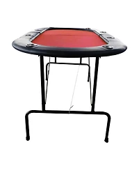 Rbied 73" Oval Wood Foldable Poker Table for 8 Players with Faux Leather Padded Rails and Cup Holders for Living Room or Game Nights