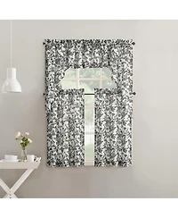 No. 918 Elodie Tonal Botanical Semi-Sheer Rod Pocket Kitchen Curtain Swag Pair