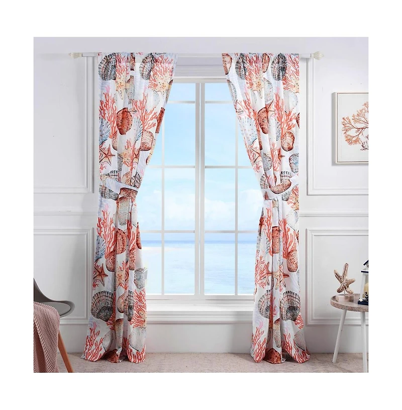 Greenland Home Fashions Beach Days Window Panel Pair - 42x84", Coral