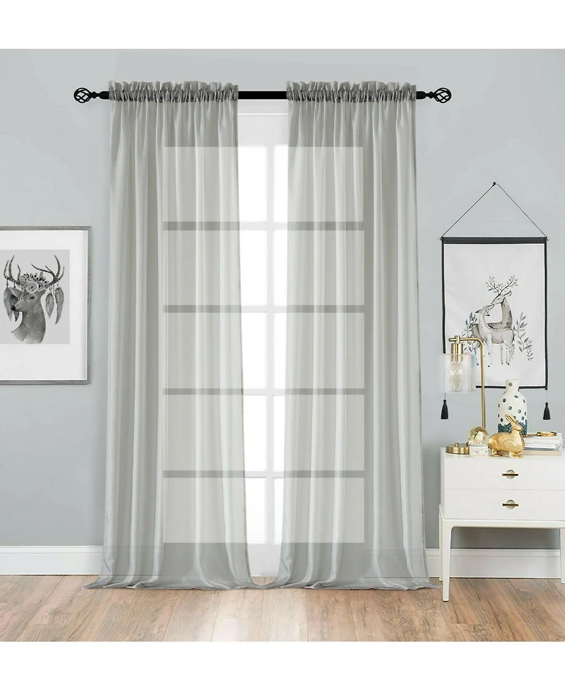 Designer Sheer Voile Rod Pocket Curtains For Small Windows