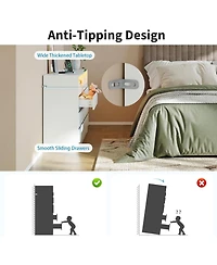 gaomon 6-Drawer Dresser with Led Lighting & Charging Station, Modern Storage Chest with Power Outlets for Bedroom, Living Room, or Entryway