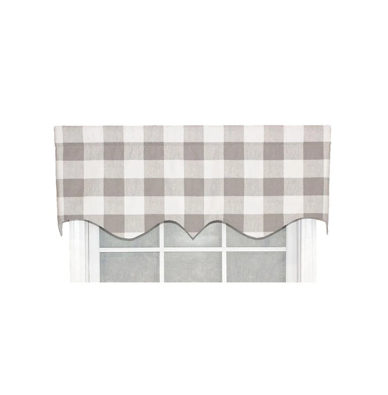 Rlf Home Grande Check Regal Style 3" Rod Pocket Valance 50" x 17" Taupe