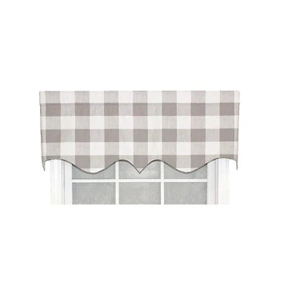 Rlf Home Grande Check Regal Style 3" Rod Pocket Valance 50" x 17" Taupe
