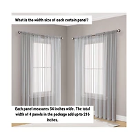 Hlc.me Essentials Sheer Voile 4 Pc. Set Window Treatment Rod Pocket Curtain Panels