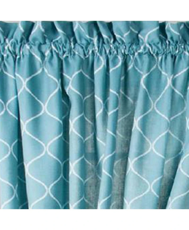 Ellis Curtain Trellis 2-Panels Unlined Stylish Window Curtain Tailored Pair with Ties - 82x63 Teal