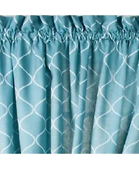 Ellis Curtain Trellis 2-Panels Unlined Stylish Window Curtain Tailored Pair with Ties - 82x63 Teal