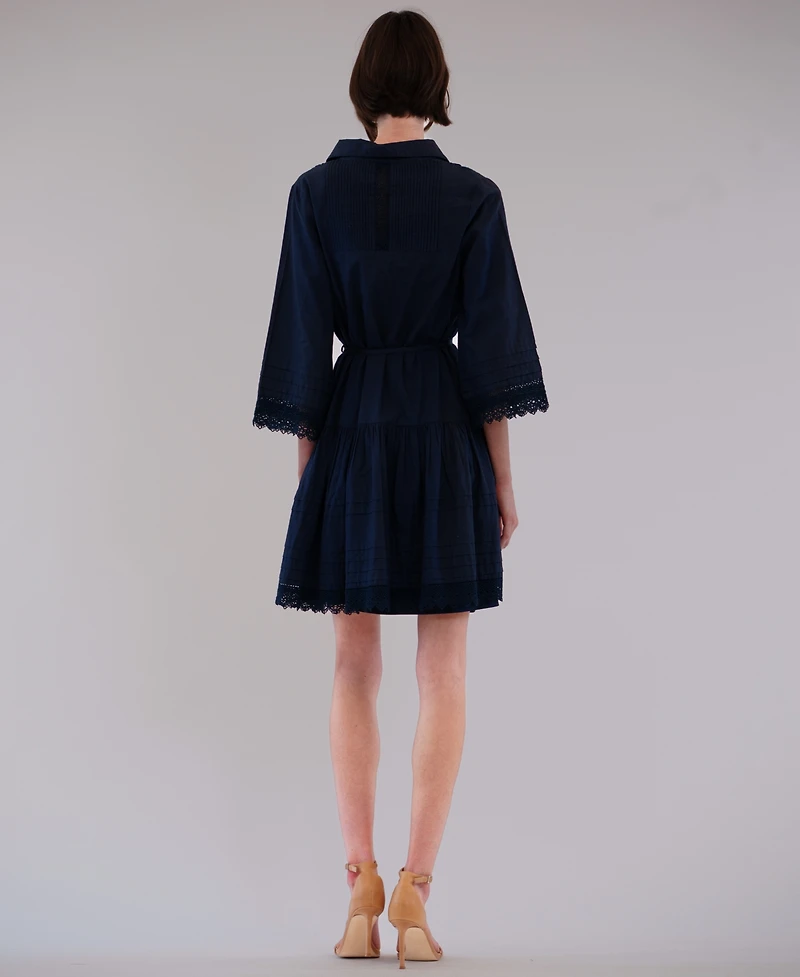 julia jordan Women's Waist Tie Poplin Short Dress