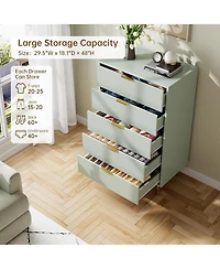 Gaomon + 5-Drawer + Wood + Modern Design with Gold Pulls + Bedroom Dresser