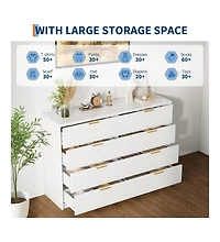 gaomon 8 Drawer Fluted Dresser for Bedroom, 55" Wide Modern Chest of Drawers with Metal Handle, Wood Tv Stand, Large